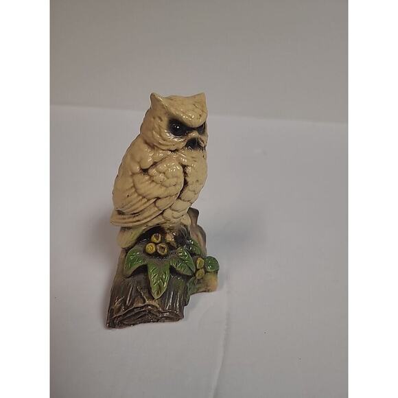 Owl Orzec Terrestone Figurine Ceramic Owl on Branch Vintage - Picture 4 of 8